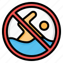 sign, ocean, water, pool, swim, restriction, no swimming, no diving
