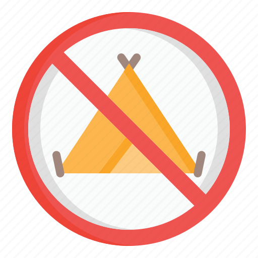 No, camping, forbidden, tent, prohibition, no camping, no tent icon - Download on Iconfinder