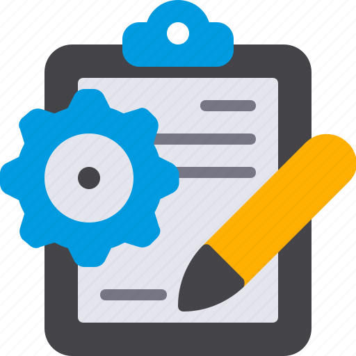 Gear, pen, pencil, clipboard, report, checklist, office icon - Download on Iconfinder
