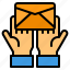 email, envelope, exchange, hands, sent 