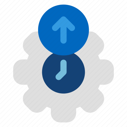 Process, up arrow, gear, time, settings, progress icon - Download on Iconfinder