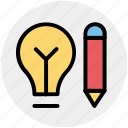 bulb, creative, idea, pencil, pencil bulb, writing
