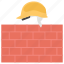 bricklayer, bricks wall, construction, hard helmet, masonry 