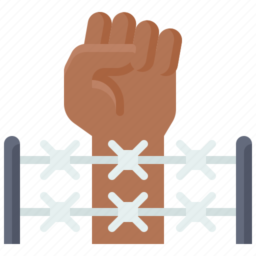 Barbed wire, crime, fist, protester, right icon - Download on Iconfinder