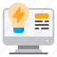 bulb, computer, flash, idea, website 