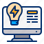 bulb, computer, flash, idea, website 