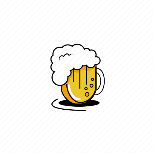 Beer, beer foam, bubbles, foam, glasses, mugs, yellow icon - Download on Iconfinder