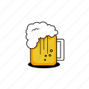 beer, bubbles, design, glass, illustrative, mug, yellow