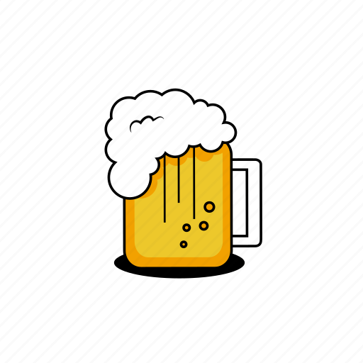 Beer, bubbles, design, glass, illustrative, mug, yellow icon - Download on Iconfinder