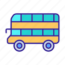 bus, contour, decker, double, drawing, public, transport