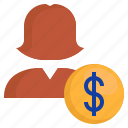dollar, coin, user, avatar, money