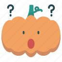 confusion, emoticon, halloween, pumpkin