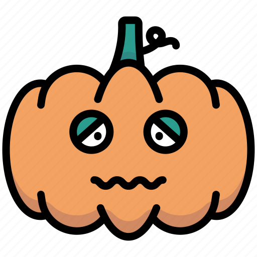 Depressed, emoticon, halloween, pumpkin icon - Download on Iconfinder