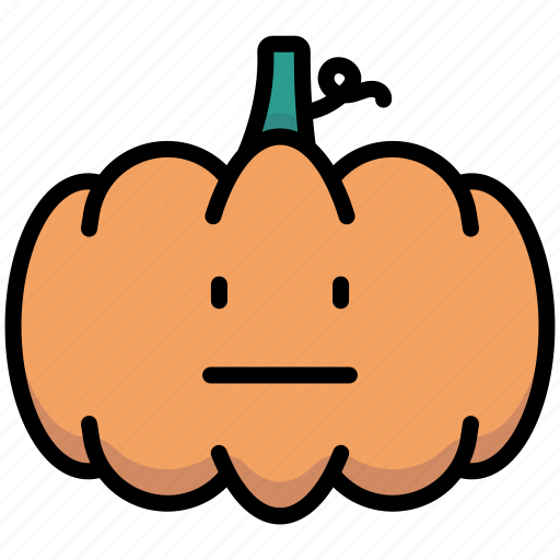 Emoticon, halloween, neutral, pumpkin icon - Download on Iconfinder