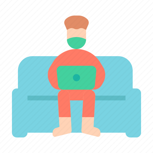 Working, laptop, sofa, couch, furniture, work, man icon - Download on Iconfinder