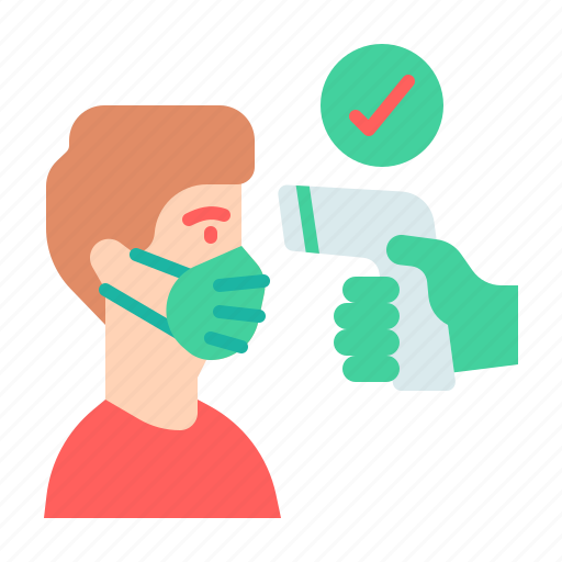 Forehead, temperature, flu, mask, pandemic, checking, prevention icon - Download on Iconfinder
