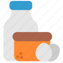 bottle, eggs, food, food products, milk, quarantine, stayhome