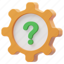 gear, question, mark, sign, message, support, faq, ask, question mark