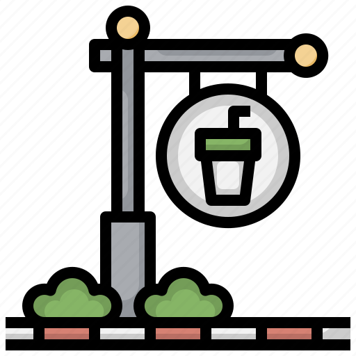 Cafe, coffee, cup, signaling, signboard, signpost icon - Download on Iconfinder