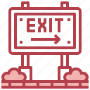exit, signpost, door, train, railway