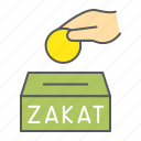 zakat, ramadan, donate, donation, hand, hold, coin
