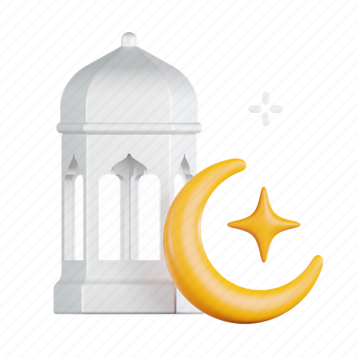 Lantern, moon, muslim, ramadan, culture, islam, eid 3D illustration - Download on Iconfinder