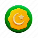 muslim, 3d, illustration, ramadan, kareem, muharram, month, mosque, fasting, mubarak, badge, symbol, sign, label, emblem, green, yellow, star, frame, sticker