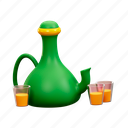teapot, 3d, illustration, ramadan, kareem, muharram, month, mosque, fasting, muslim, mubarak, glass, drink, beverage, drinking, green, tea, hot, pot, kettle