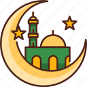 mosque, building, islamic, islam, muslim, moon, crescent