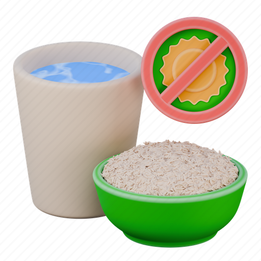 Fasting, rice, water, no, eating, drinking, midday 3D illustration - Download on Iconfinder