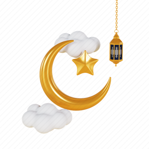 Moon, star, cloud, ramadan, mubarak 3D illustration - Download on Iconfinder