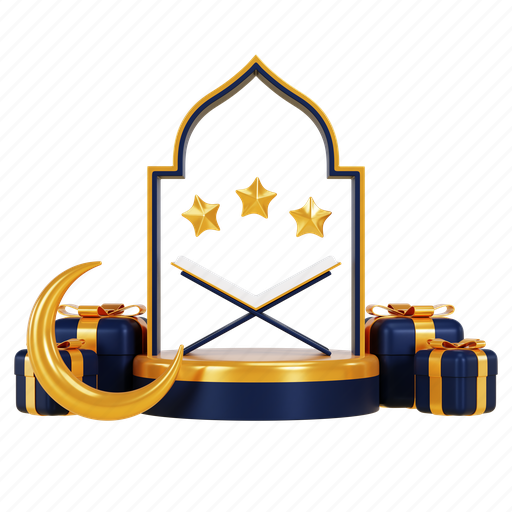 Podium, ramadan, mubarak, islam, muslim 3D illustration - Download on Iconfinder