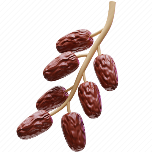 Dates, fruit, branch, organic, food, sweet, ramadhan 3D illustration - Download on Iconfinder