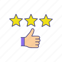 feedback, like, ranking, rating, star, three, thumbs up