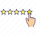 feedback, five, ranking, rate, rating, review, star