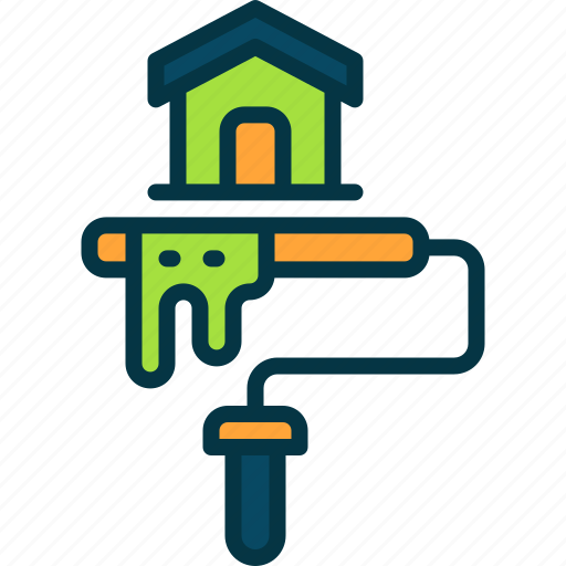 Home, renovation, house, roller, brush icon - Download on Iconfinder