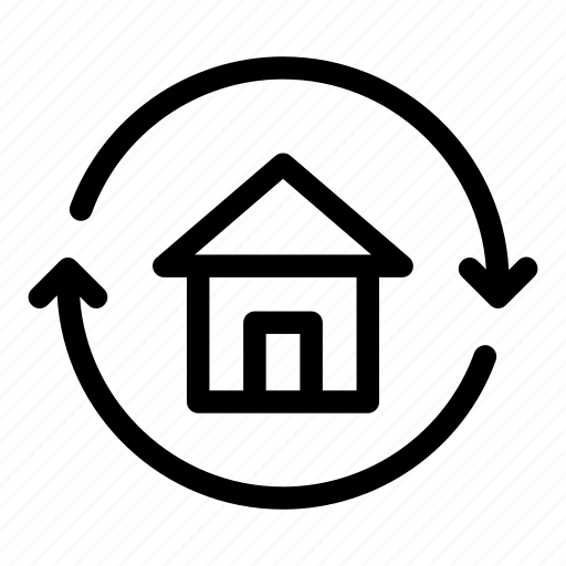 Arrow, buildings, circle, furniture and household, home, houses, round icon - Download on Iconfinder