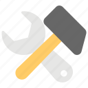 garage tools, hand tools, repairing tools, spanner and hammer, work tools 