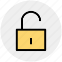 logout, padlock, secure, security, unlock, unlocked