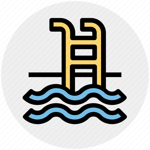 Ladder, pool, sea, swim, swimming, water, waves icon - Download on Iconfinder