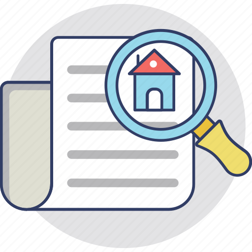 Advertisement, house selection, real estate search, relocation, search house icon - Download on Iconfinder