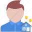 coin, estate, house, man, manager, real, realtor 