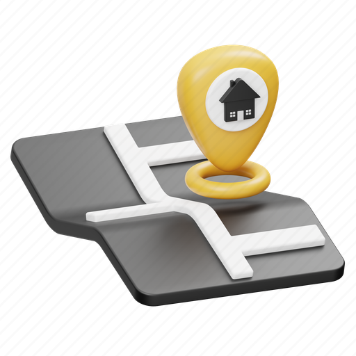 House, location, map, real estate, navigation, gps, direction 3D illustration - Download on Iconfinder