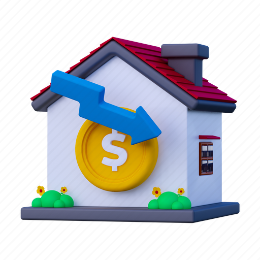 Property down investment, property, real estate, construction, apartment, building, house 3D illustration - Download on Iconfinder