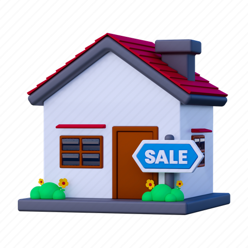 House for sale, sale, house, shop, home, shopping, furniture 3D illustration - Download on Iconfinder
