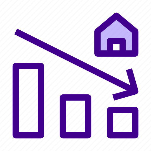 Property, decrease, house, value, real, estate icon - Download on Iconfinder