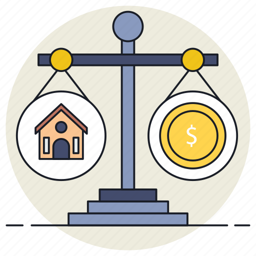 Real estate, house, property, balance, architecture, beam balance icon - Download on Iconfinder