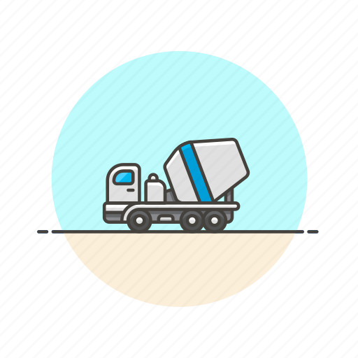 Cement, construction, estate, mixer, real, truck, build icon - Download on Iconfinder