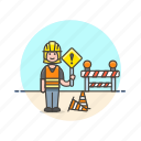 construction, estate, real, worker, helmet, sign, woman, work
