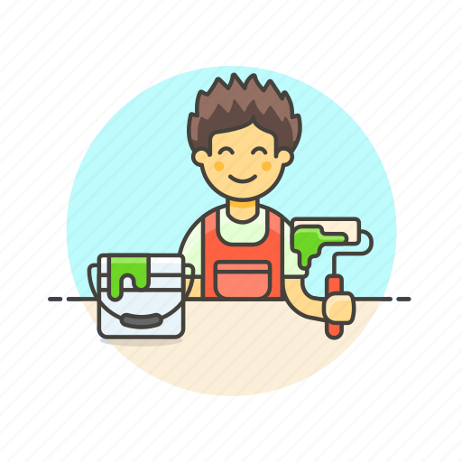 Construction, estate, painter, real, bucket, dye, man icon - Download on Iconfinder